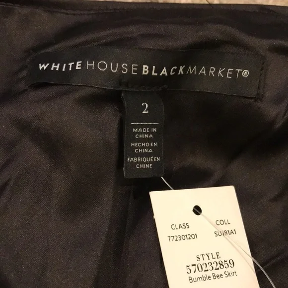 New WHITE HOUSE BLACK MARKET Black White Bumble Bee Skirt Size 2